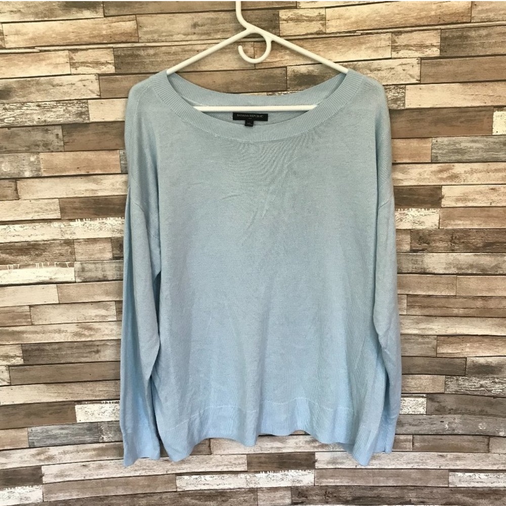 Banana Republic long sleeve top womens XL baby blue ribbed sweater